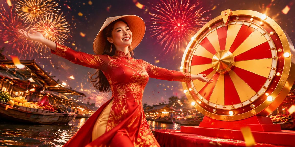 Không khí lễ hội quay thưởng may mắn tại Cần Thơ với ánh đèn rực rỡ