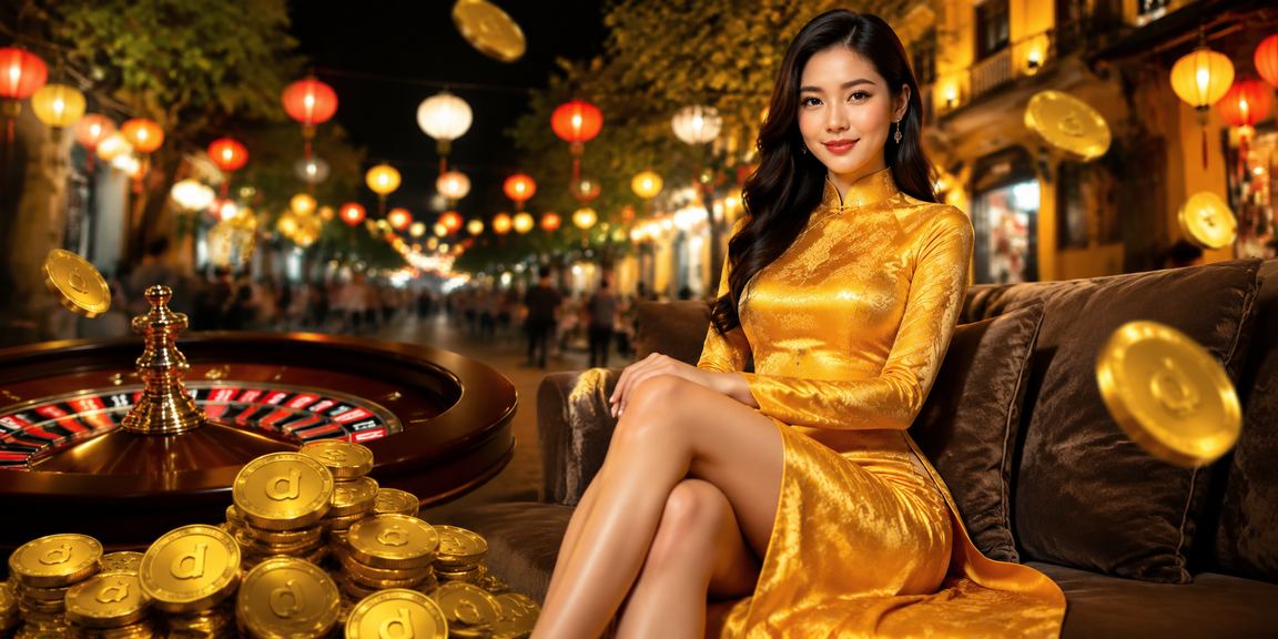 Người chơi trong trang phục áo dài tại bàn roulette phong cách Hà Nội